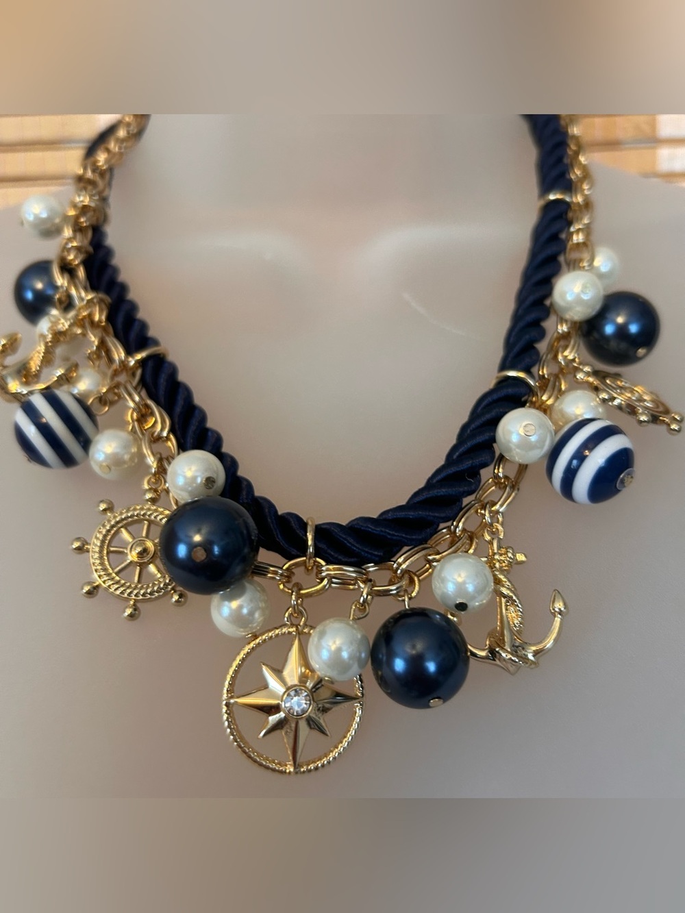 Nautical Necklace Statement Yacht Boat Coastal Necklace NWT